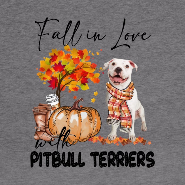 Fall In Love With Pitbull Terriers Fall Pumpkin Thanksgiving by Gearlds Leonia